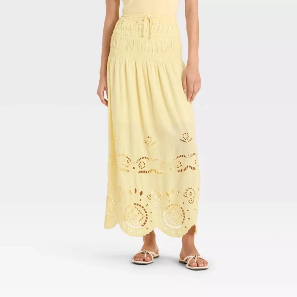 Embroidered Yellow Maxi Skirt